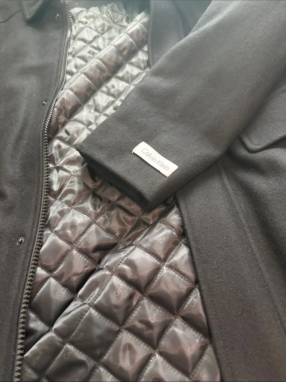 Calvin Klein Black Quilted-Lined Men's Pea Coat